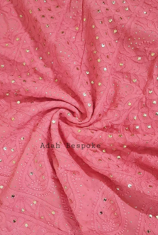 Chikankari Georgette Kurta & Dupatta ( Mukaish ) - Adah Chikankari