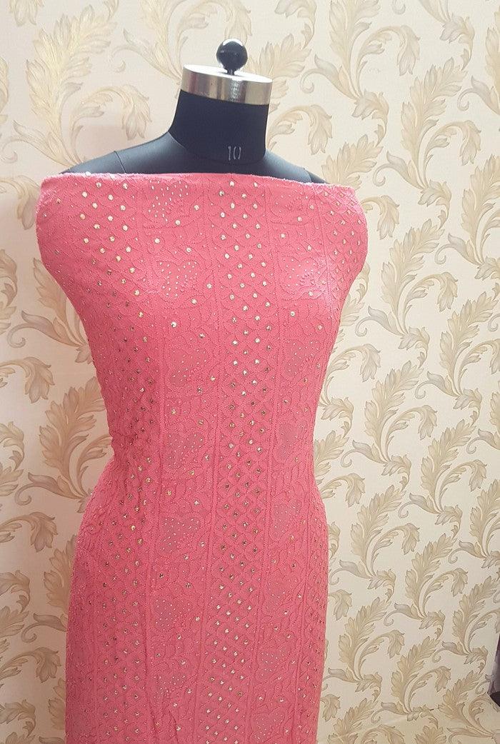 Chikankari Georgette Kurta & Dupatta ( Mukaish ) - Adah Chikankari