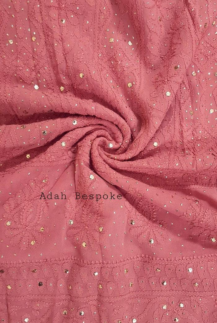 Chikankari Georgette Kurta & Dupatta ( Mukaish ) - Adah Chikankari