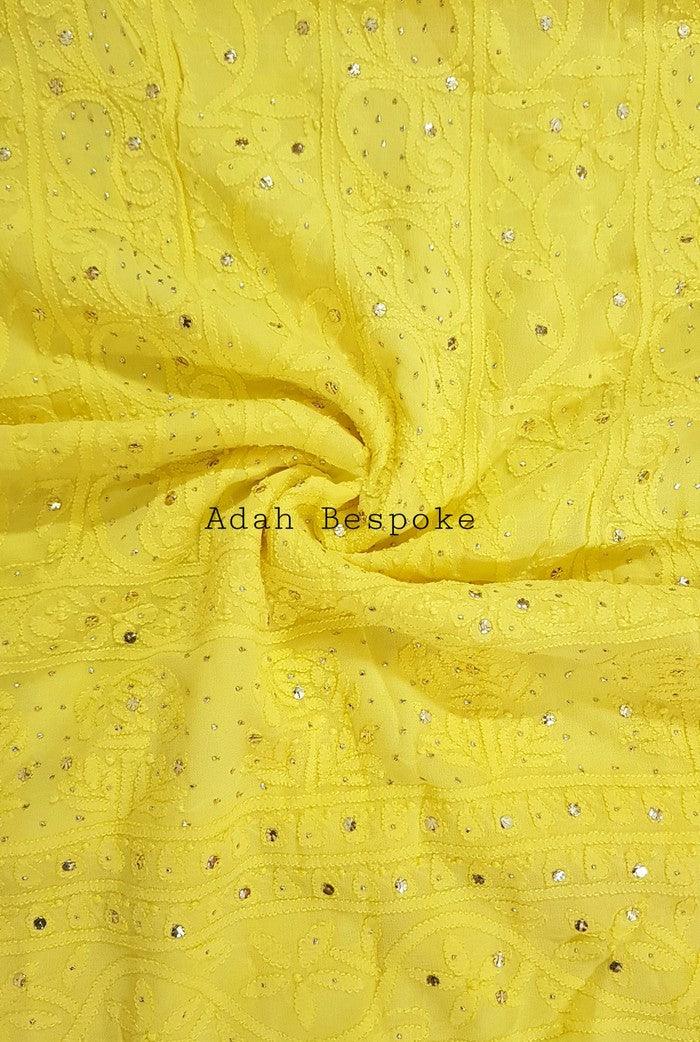 Chikankari Georgette Kurta & Dupatta ( Mukaish ) - Adah Chikankari