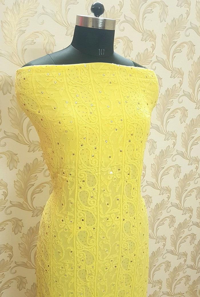 Chikankari Georgette Kurta & Dupatta ( Mukaish ) - Adah Chikankari