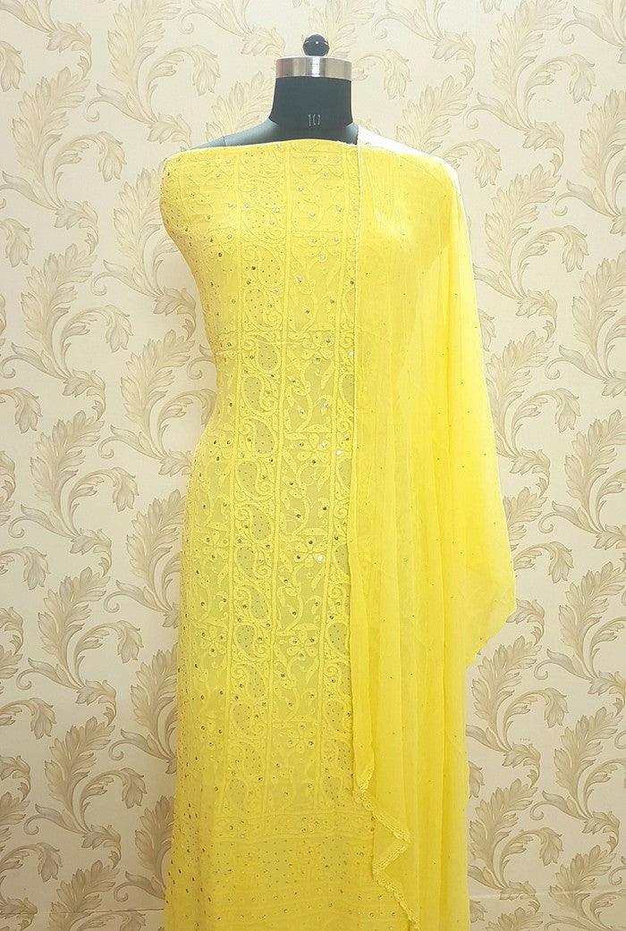 Chikankari Georgette Kurta & Dupatta ( Mukaish ) - Adah Chikankari