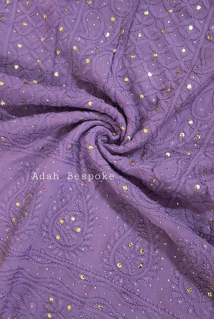 Chikankari Georgette Kurta & Dupatta ( Mukaish ) - Adah Chikankari