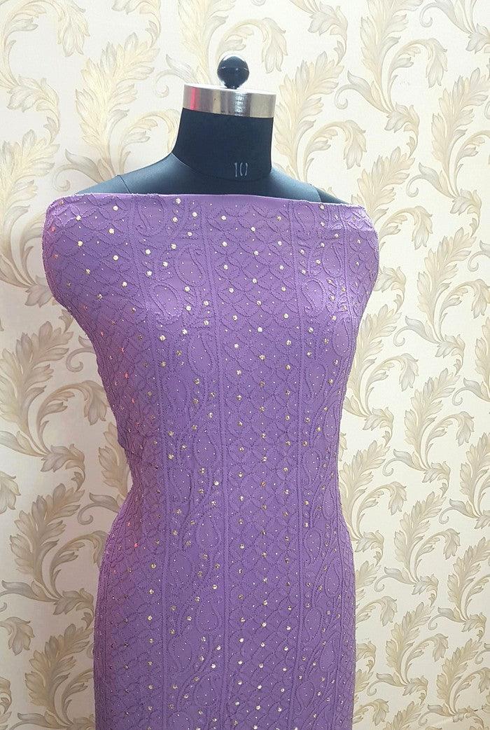 Chikankari Georgette Kurta & Dupatta ( Mukaish ) - Adah Chikankari