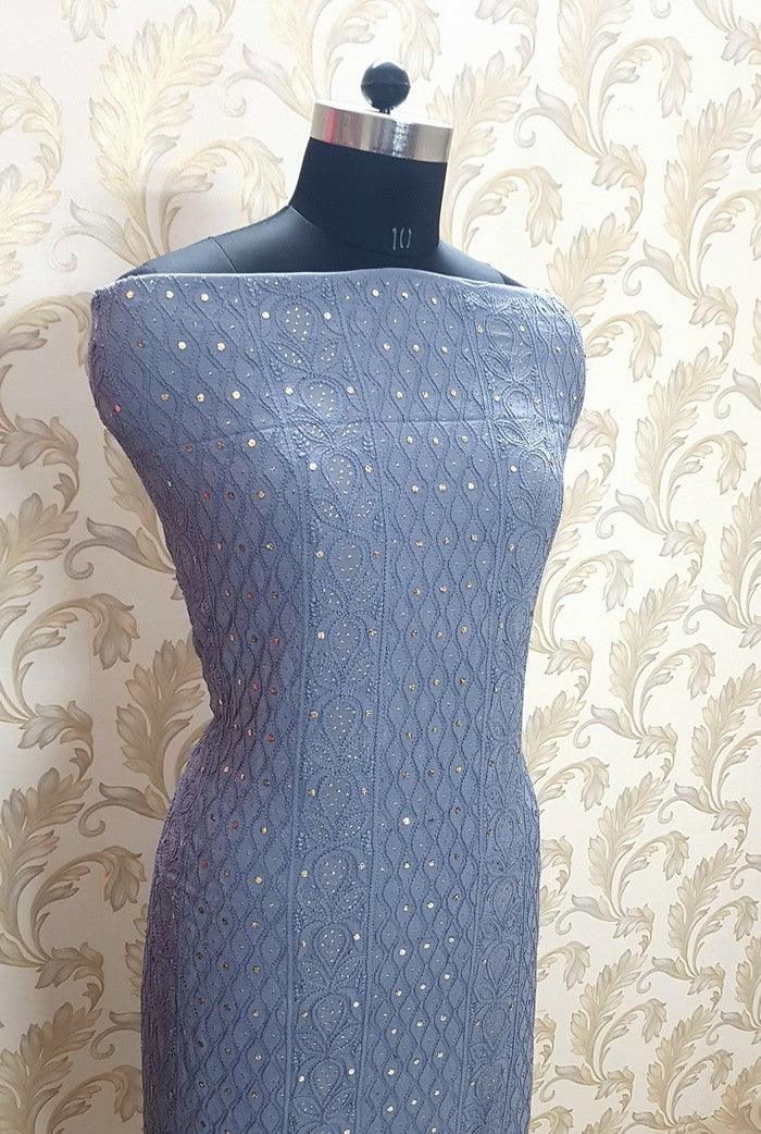 Chikankari Georgette Kurta & Dupatta ( Mukaish ) - Adah Chikankari