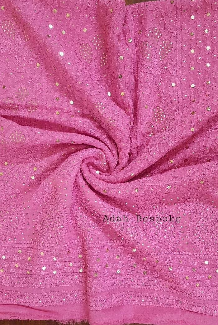 Chikankari Georgette Kurta & Dupatta ( Mukaish ) - Adah Chikankari