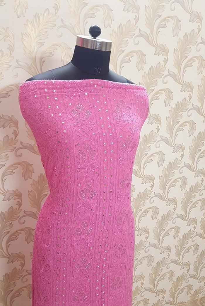 Chikankari Georgette Kurta & Dupatta ( Mukaish ) - Adah Chikankari