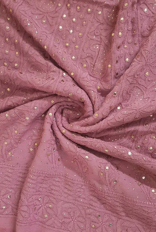 Chikankari Georgette Kurta & Dupatta ( Mukaish ) - Adah Chikankari