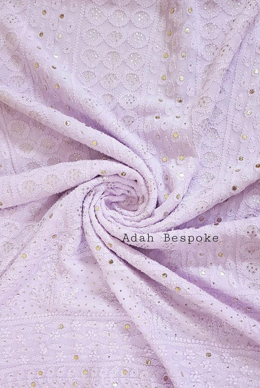 Chikankari Georgette Kurta & Dupatta ( Mukaish ) - Adah Chikankari