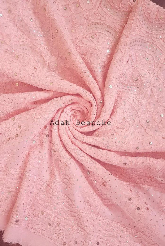 Chikankari Georgette Kurta & Dupatta ( Mukaish ) - Adah Chikankari