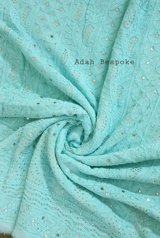 Chikankari Georgette Kurta & Dupatta ( Mukaish ) - Adah Chikankari