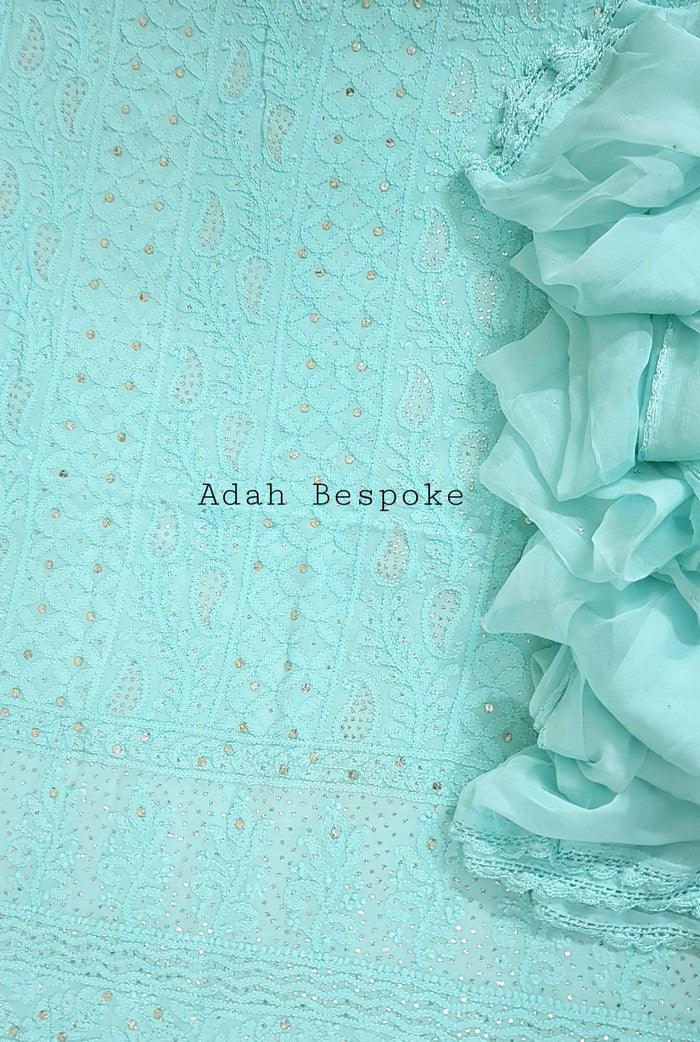 Chikankari Georgette Kurta & Dupatta ( Mukaish ) - Adah Chikankari