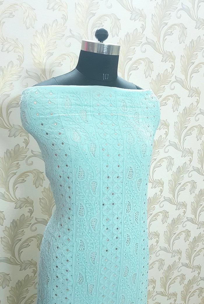 Chikankari Georgette Kurta & Dupatta ( Mukaish ) - Adah Chikankari