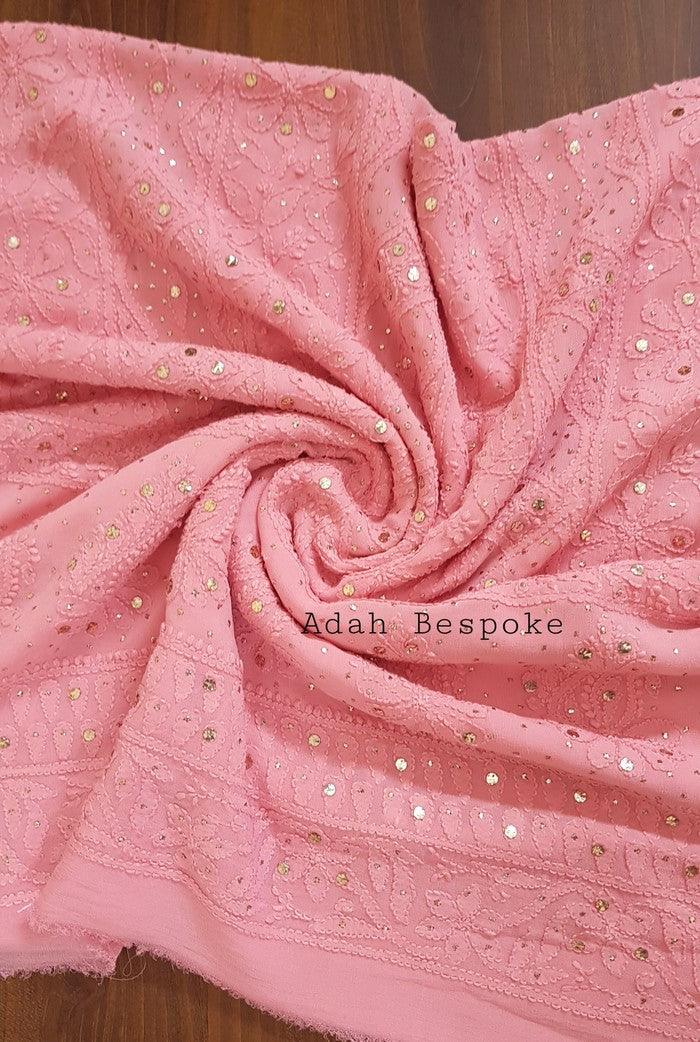 Chikankari Georgette Kurta & Dupatta ( Mukaish ) - Adah Chikankari