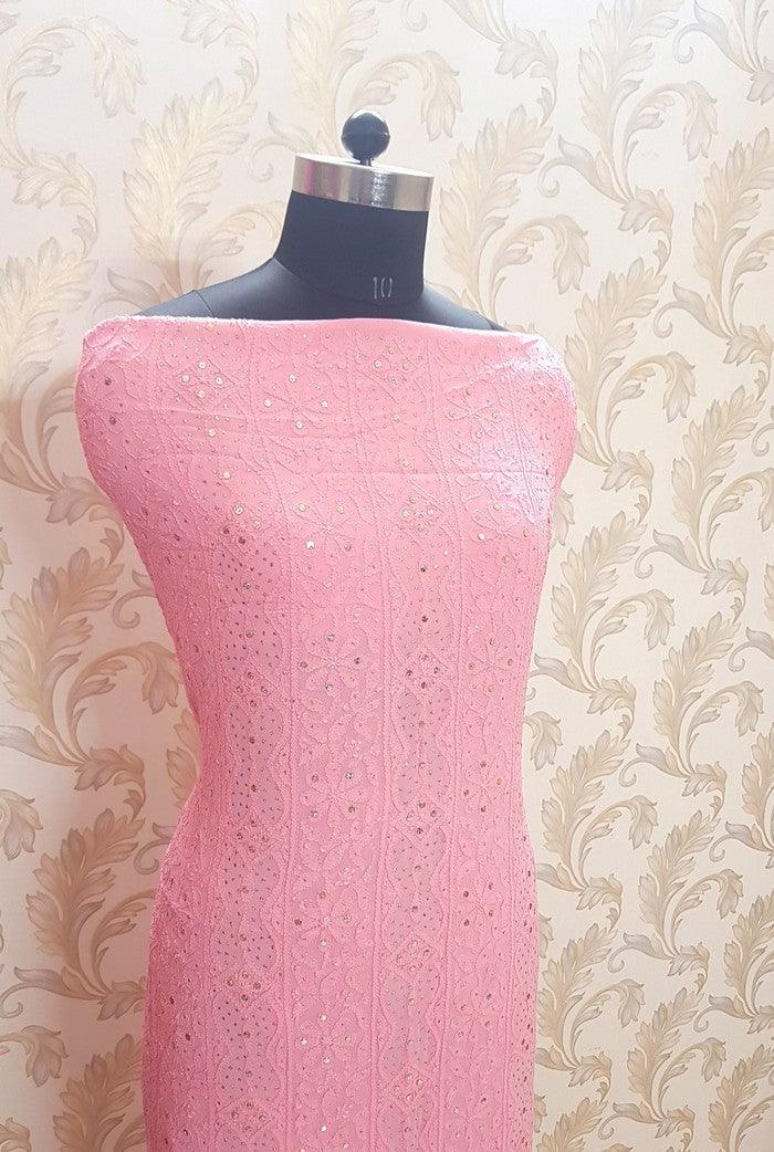 Chikankari Georgette Kurta & Dupatta ( Mukaish ) - Adah Chikankari