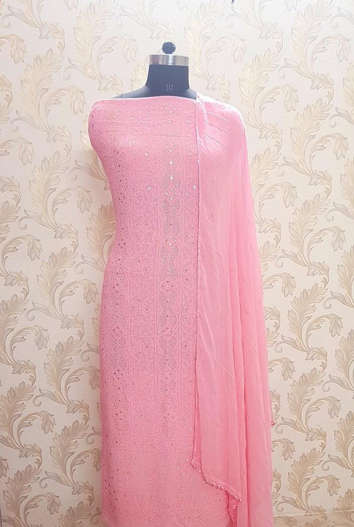 Chikankari Georgette Kurta & Dupatta ( Mukaish ) - Adah Chikankari
