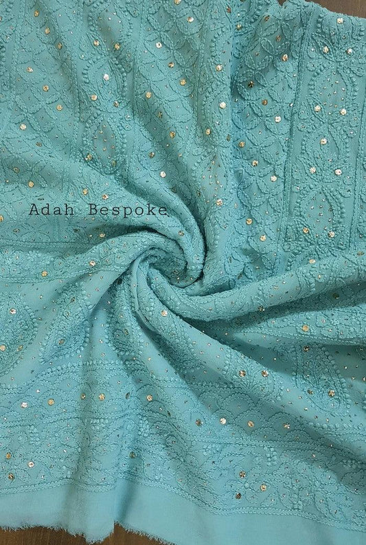 Chikankari Georgette Kurta & Dupatta ( Mukaish ) - Adah Chikankari