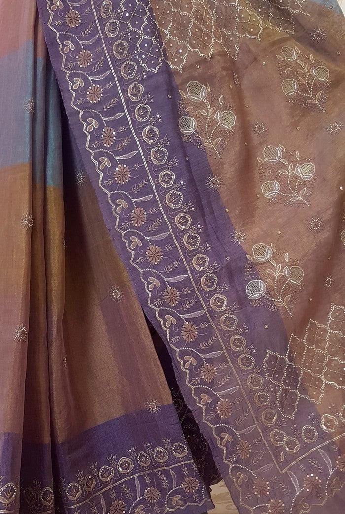 Designer Tissue Silk Saree - Adah Chikankari