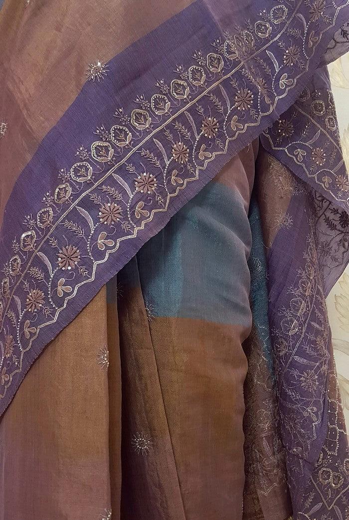 Designer Tissue Silk Saree - Adah Chikankari