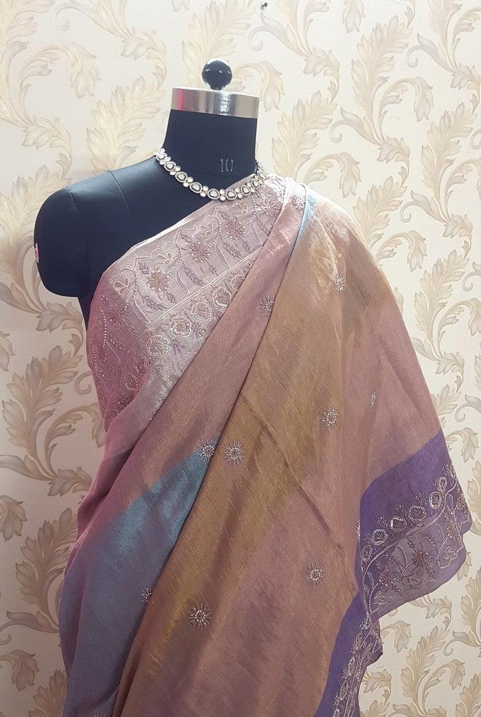 Designer Tissue Silk Saree - Adah Chikankari