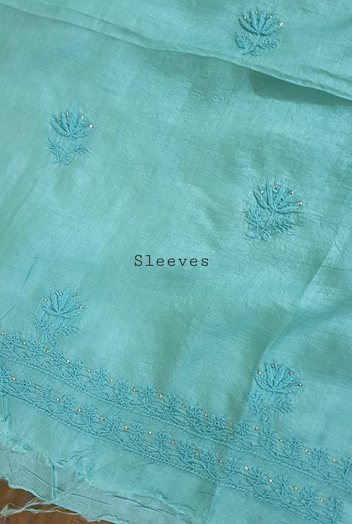 Chikankari Tussar Silk Set ( Do Taar ) - Adah Chikankari