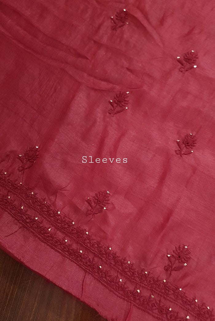 Chikankari Tussar Silk Set ( Do Taar )