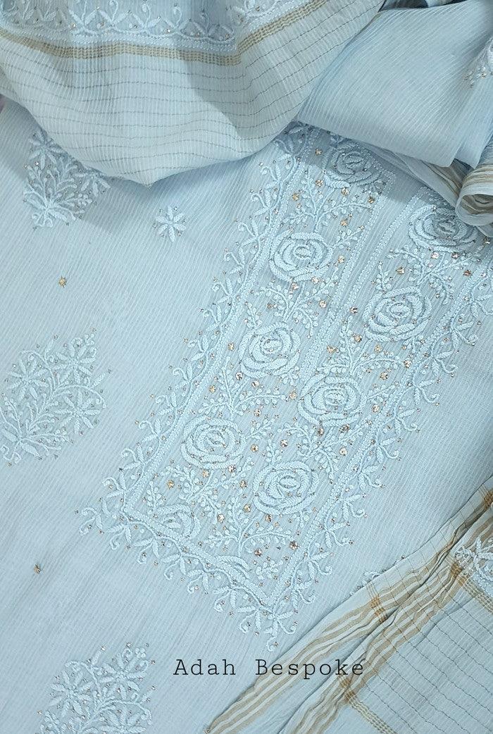 Chikankari Maheshwari Cotton Set - Adah Chikankari