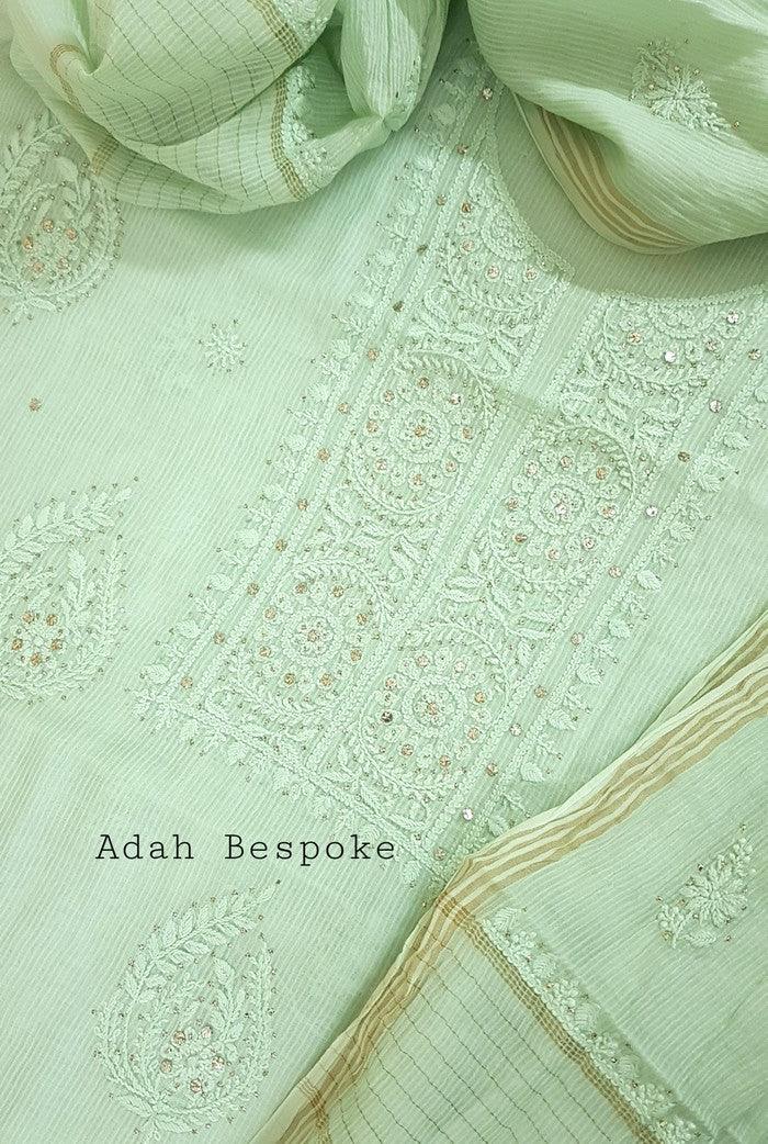 Chikankari Maheshwari Cotton Set - Adah Chikankari