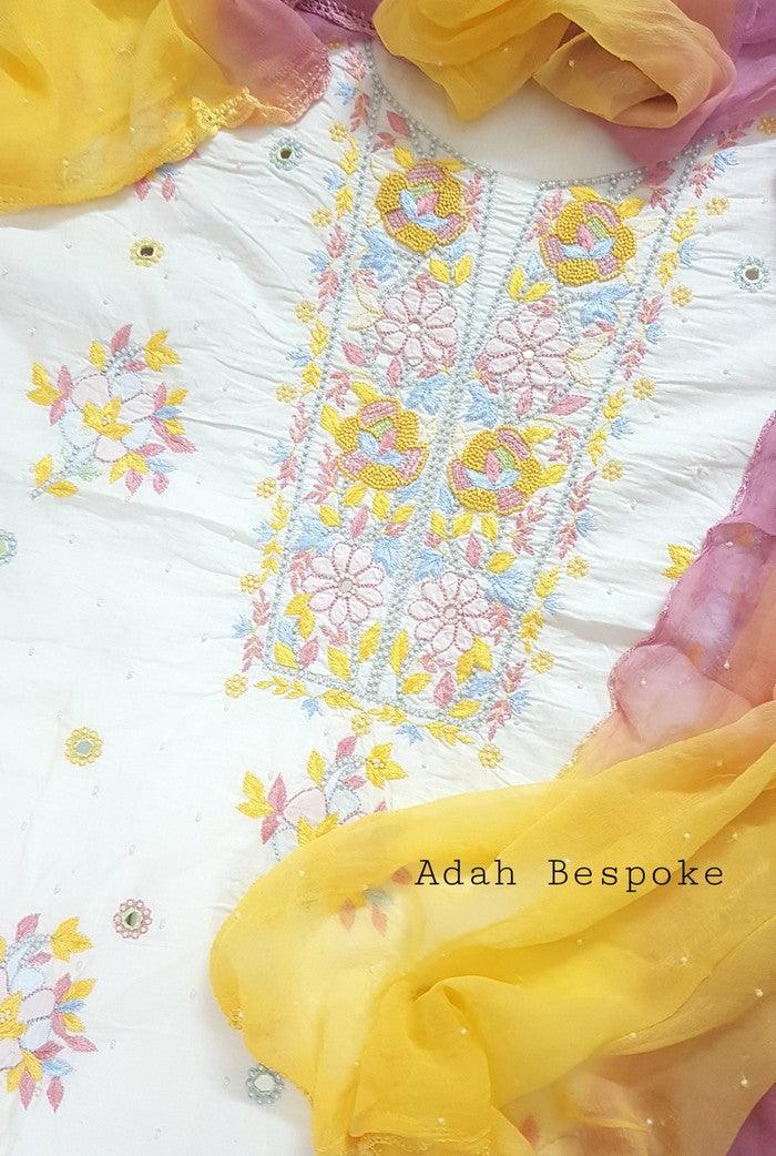 Mulmul Cotton Full Suit ( Zardozi Work )