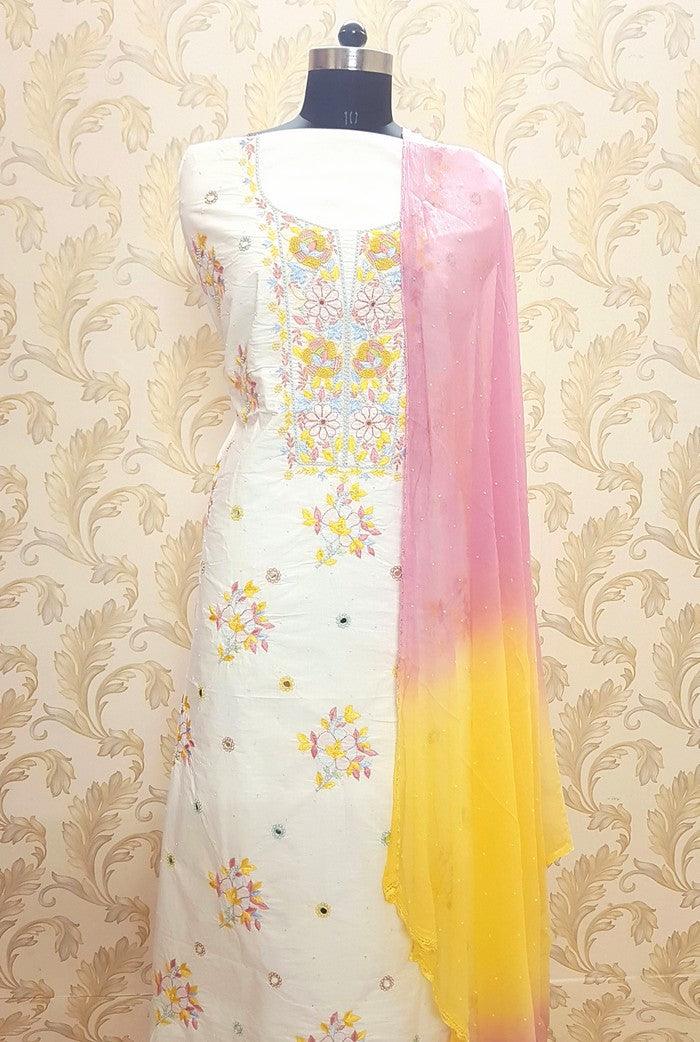 Mulmul Cotton Full Suit ( Zardozi Work )
