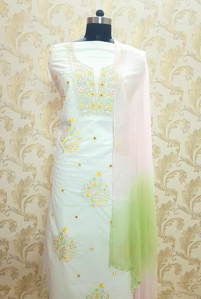 Mulmul Cotton Full Suit ( Zardozi Work )