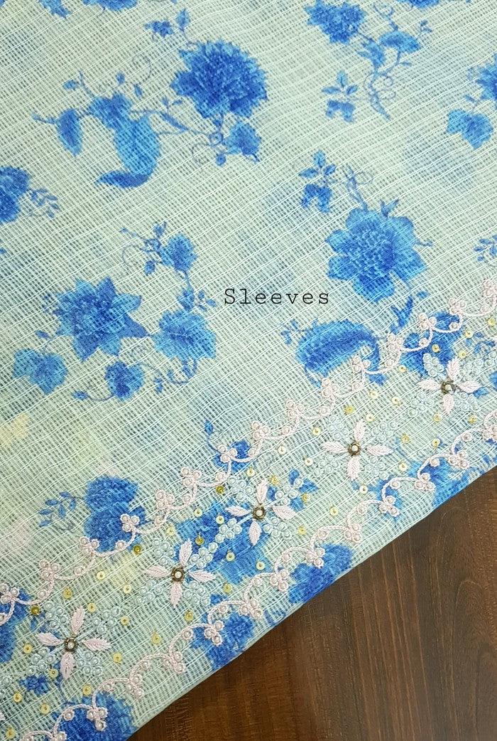 Chikankari Kota Silk Suit ( 2 Piece ) - Adah Chikankari