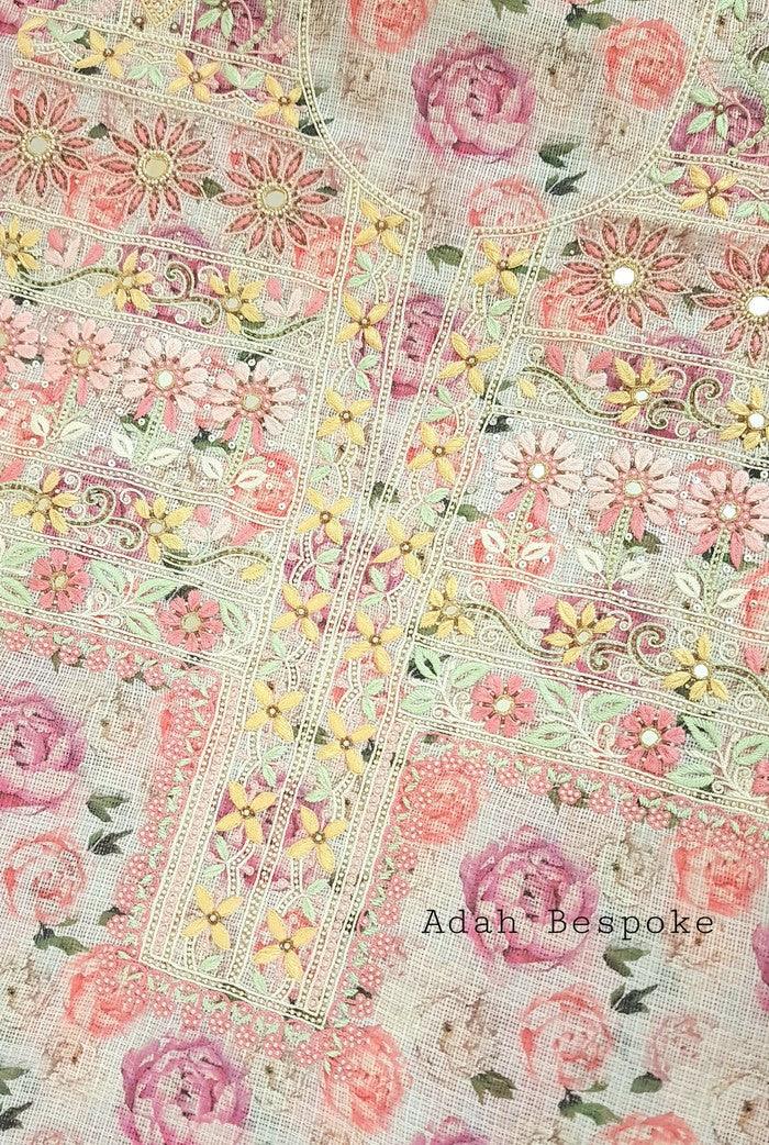 Chikankari Kota Silk Suit ( 2 Piece ) - Adah Chikankari