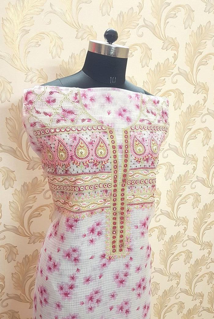 Chikankari Kota Silk Suit ( 2 Piece ) - Adah Chikankari