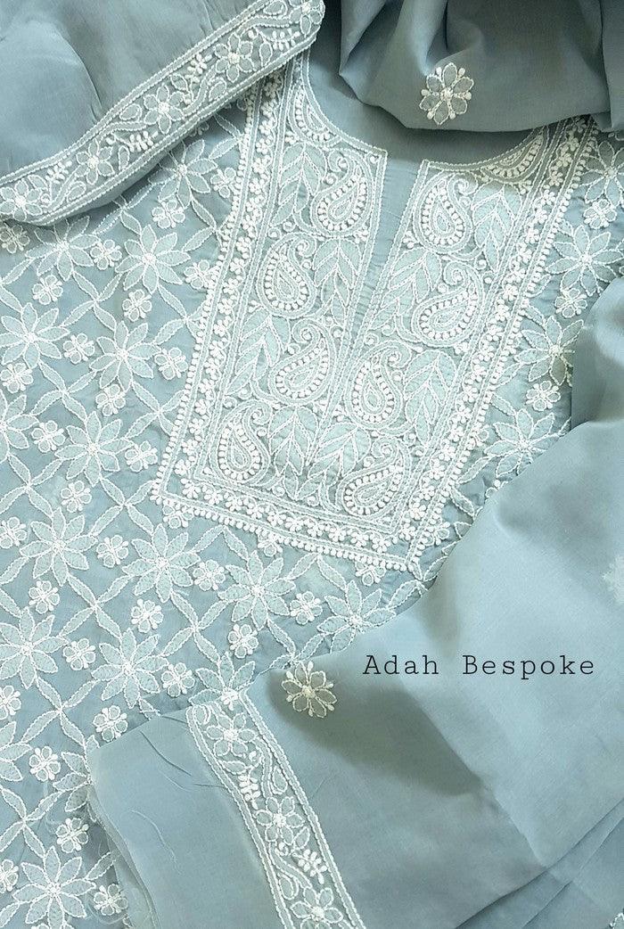Chikankari Cotton Suit ( Cotton Dupatta ) - Adah Chikankari