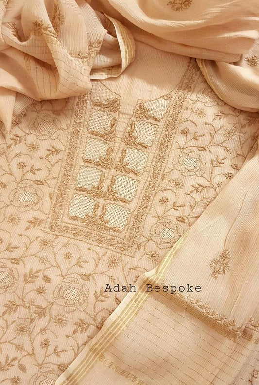 Premium Maheshwari Cotton Set ( Do Taar ) - Adah Chikankari