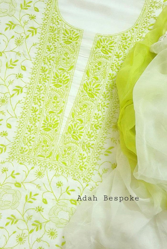 Premium Modal Cotton Suit ( Do Taar ) - Adah Chikankari