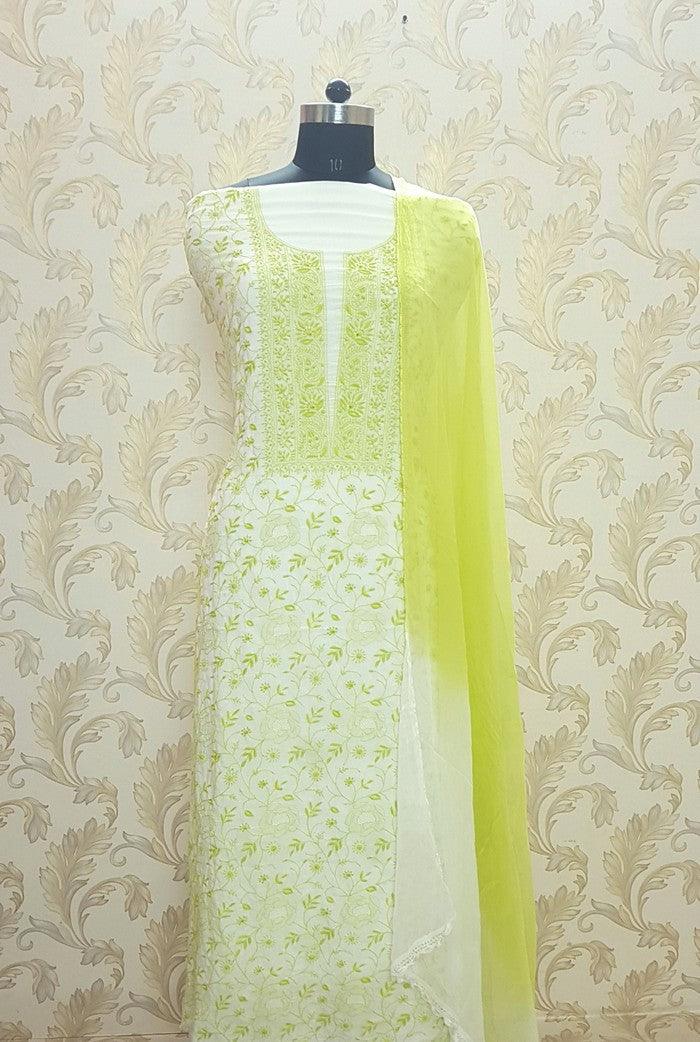 Premium Modal Cotton Suit ( Do Taar ) - Adah Chikankari