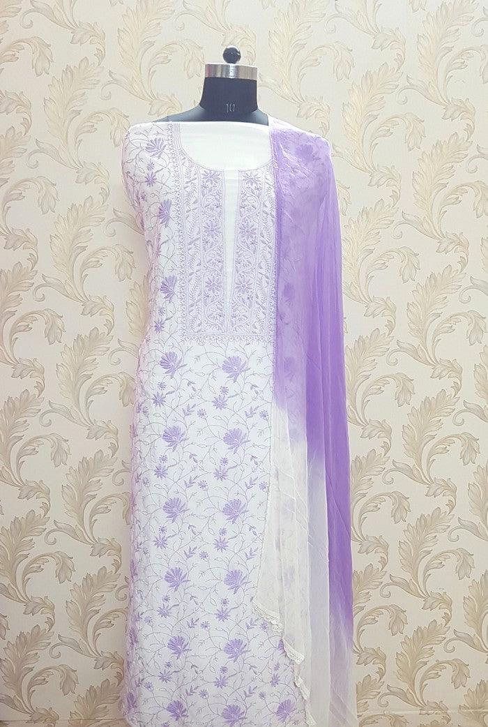 Premium Modal Cotton Suit ( Do Taar ) - Adah Chikankari