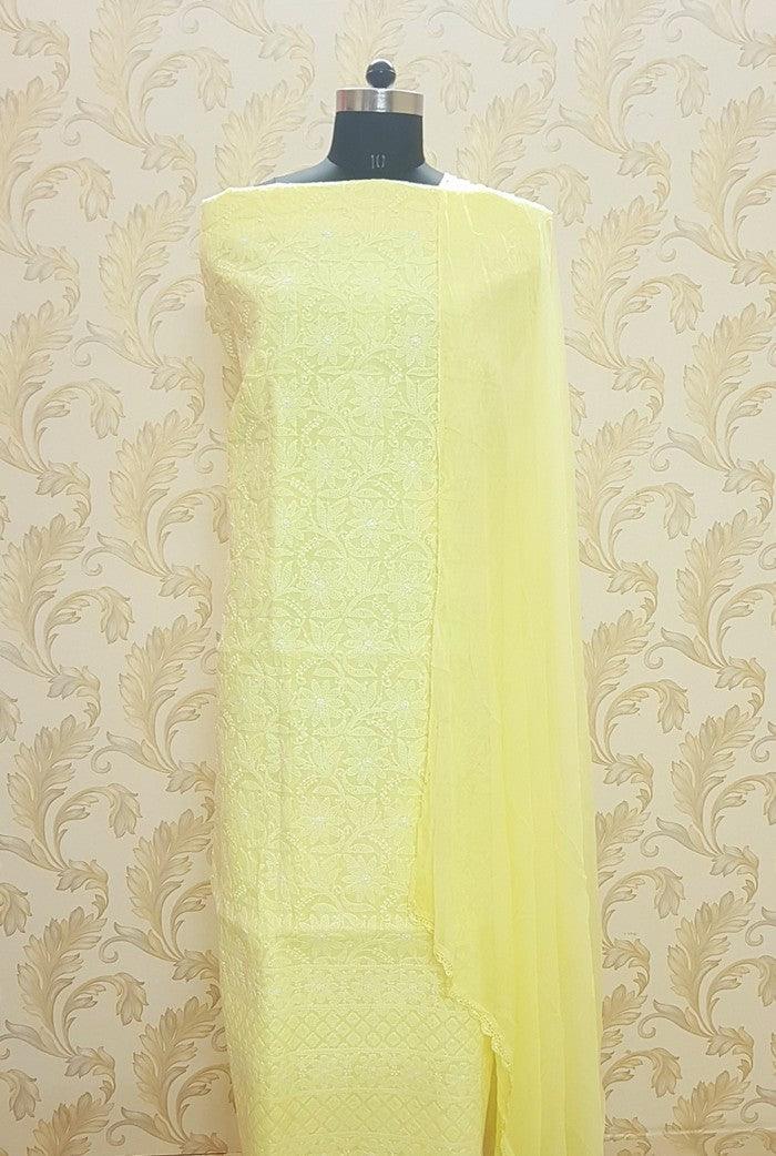 Chikankari Cotton Suit ( 3 Piece ) - Adah Chikankari