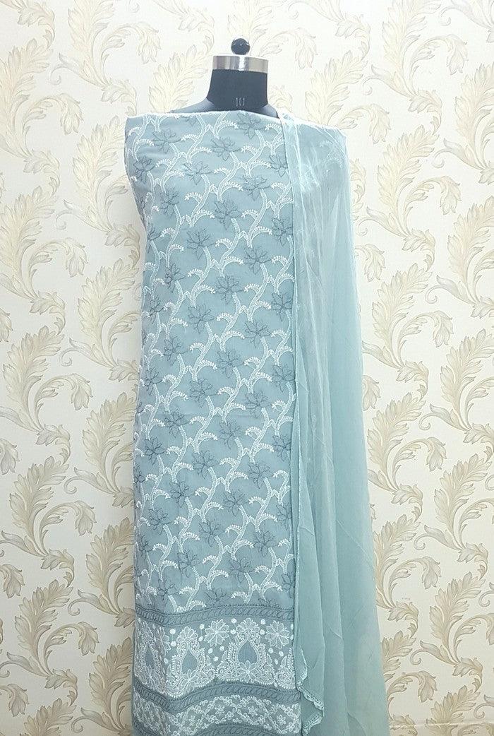 Chikankari Cotton Suit ( Multicolored ) - Adah Chikankari