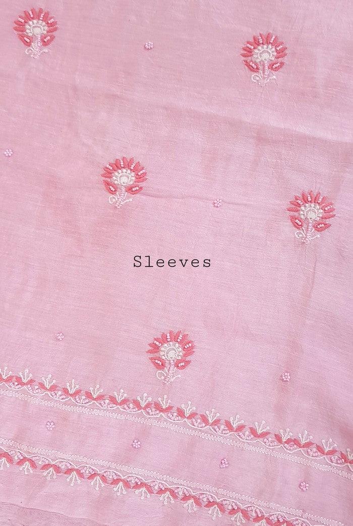 Chikankari Linen Suit ( Pearl Work ) - Adah Chikankari