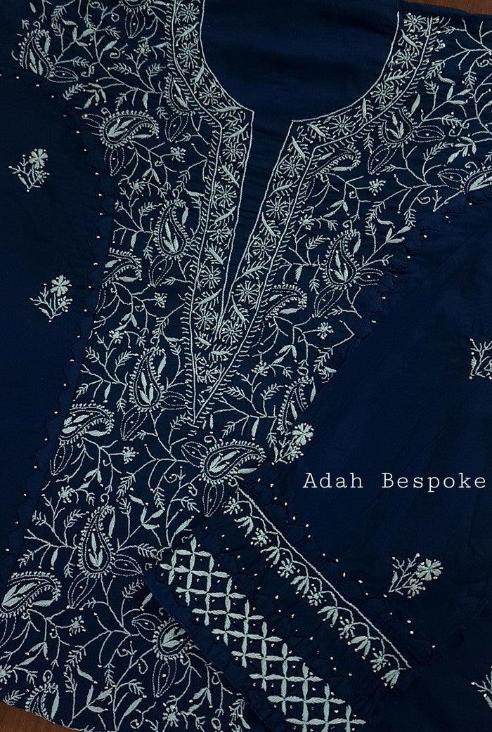 Chikankari Mulmul Set ( Do Taar ) - Adah Chikankari