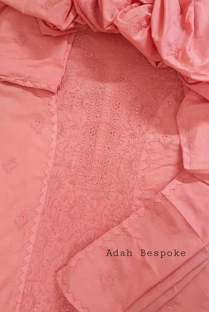 Chikankari Mulmul Set ( Do Taar ) - Adah Chikankari