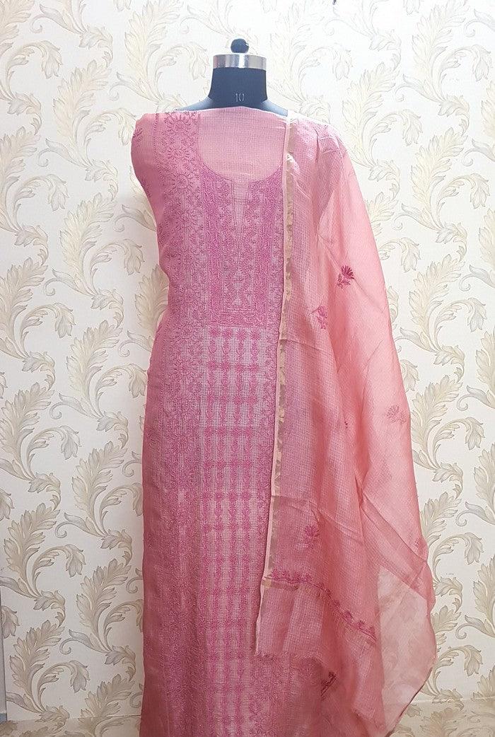 Chikankari Kota Suit ( Do Taar ) - Adah Chikankari