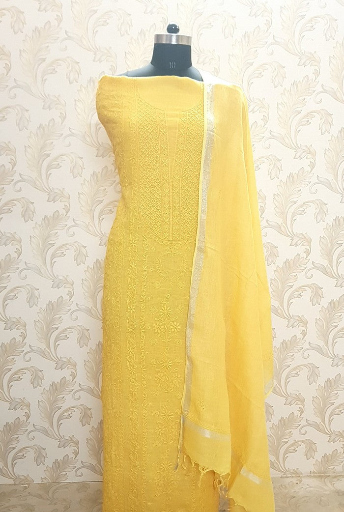 Chikankari Linen Suit ( Do Taar )