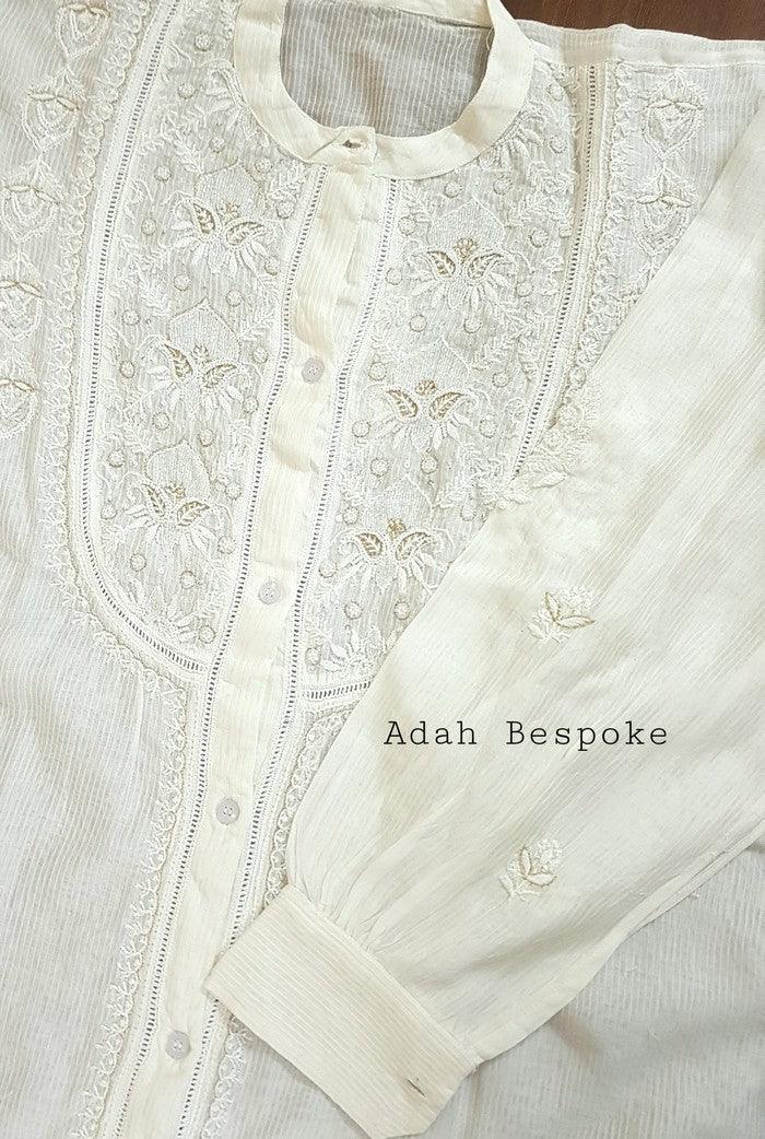 Premium Maheshwari Coord Set ( Pearl work ) - Adah Chikankari