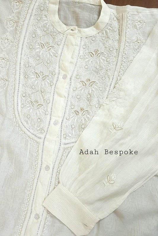 Premium Maheshwari Coord Set ( Pearl work ) - Adah Chikankari