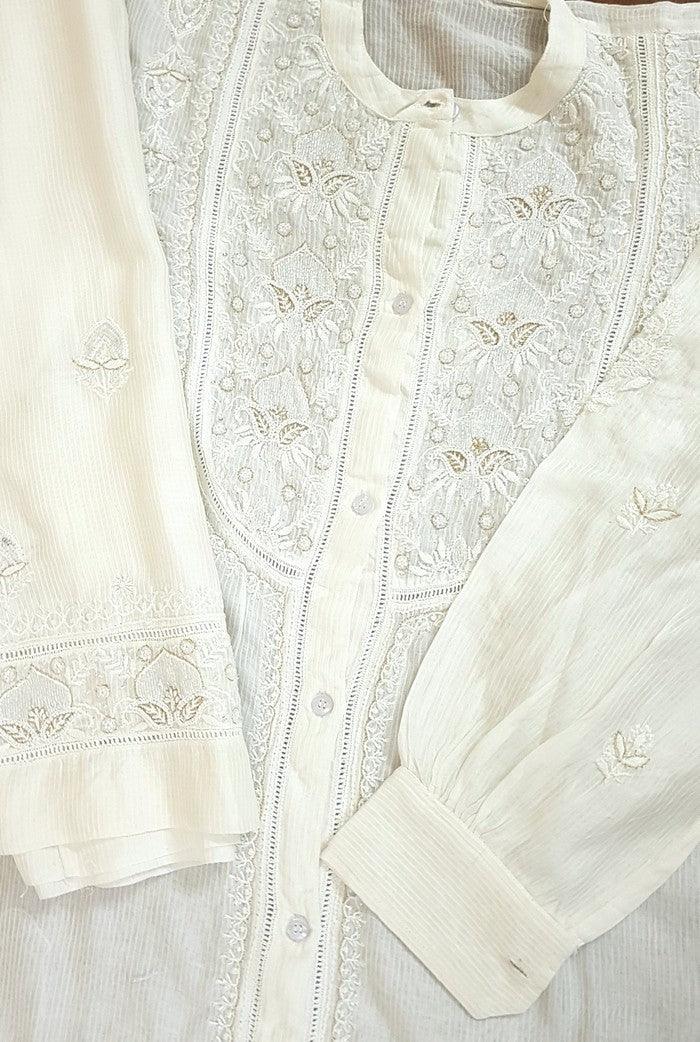 Premium Maheshwari Coord Set ( Pearl work ) - Adah Chikankari