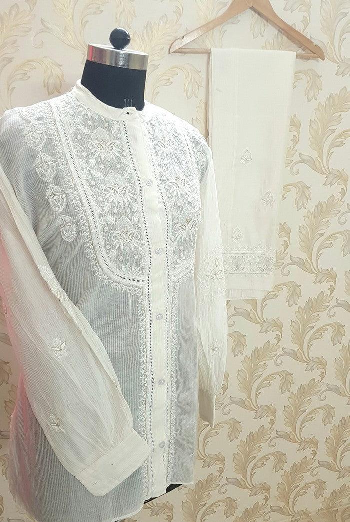 Premium Maheshwari Coord Set ( Pearl work ) - Adah Chikankari
